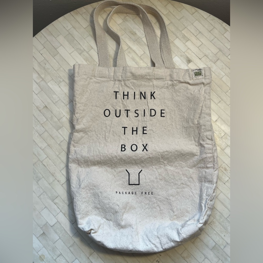 Eco Bags Canvas Small Tote Bag 100% Recycled Cotton “Think Outside the Box”
